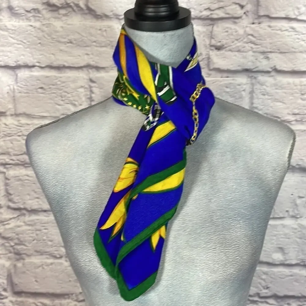 Vintage Alfred Sung silk clock scarf